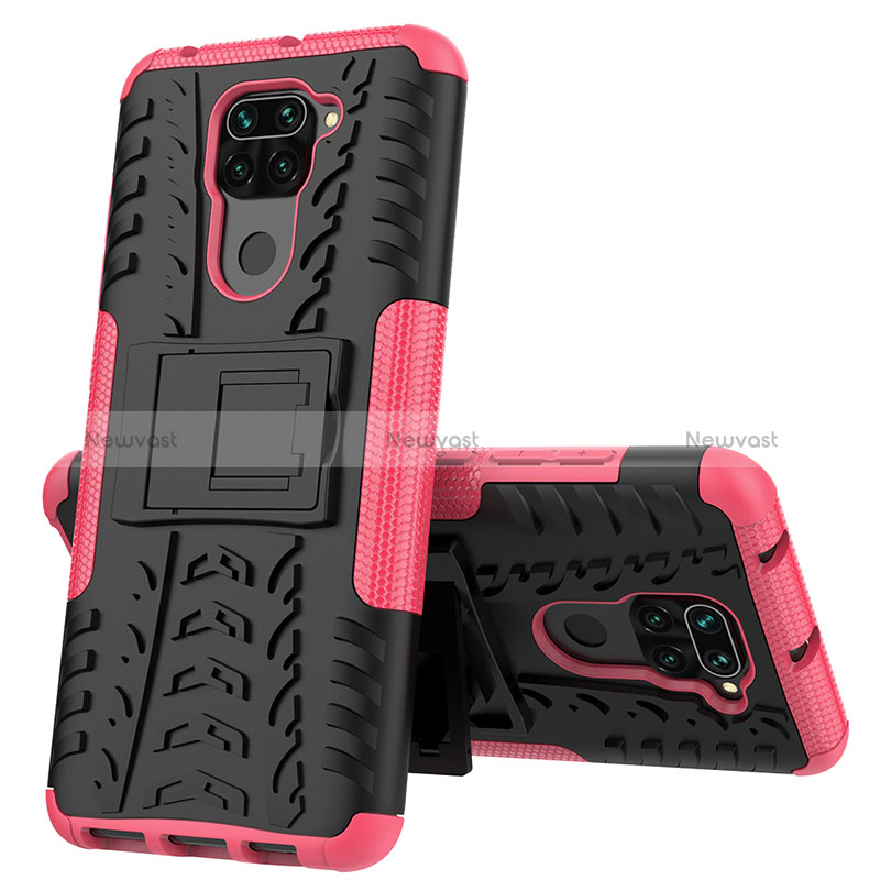 Silicone Matte Finish and Plastic Back Cover Case with Stand JX1 for Xiaomi Redmi 10X 4G