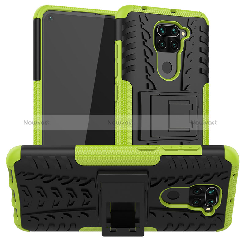 Silicone Matte Finish and Plastic Back Cover Case with Stand JX1 for Xiaomi Redmi 10X 4G Green