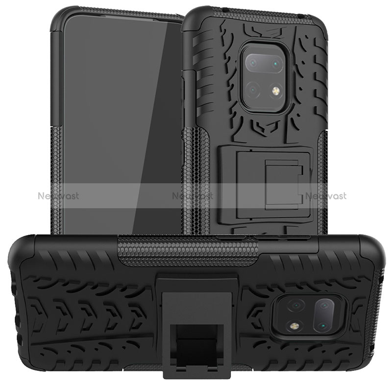 Silicone Matte Finish and Plastic Back Cover Case with Stand JX1 for Xiaomi Redmi 10X 5G Black