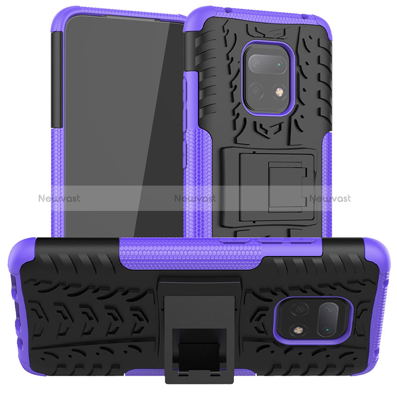 Silicone Matte Finish and Plastic Back Cover Case with Stand JX1 for Xiaomi Redmi 10X 5G Purple