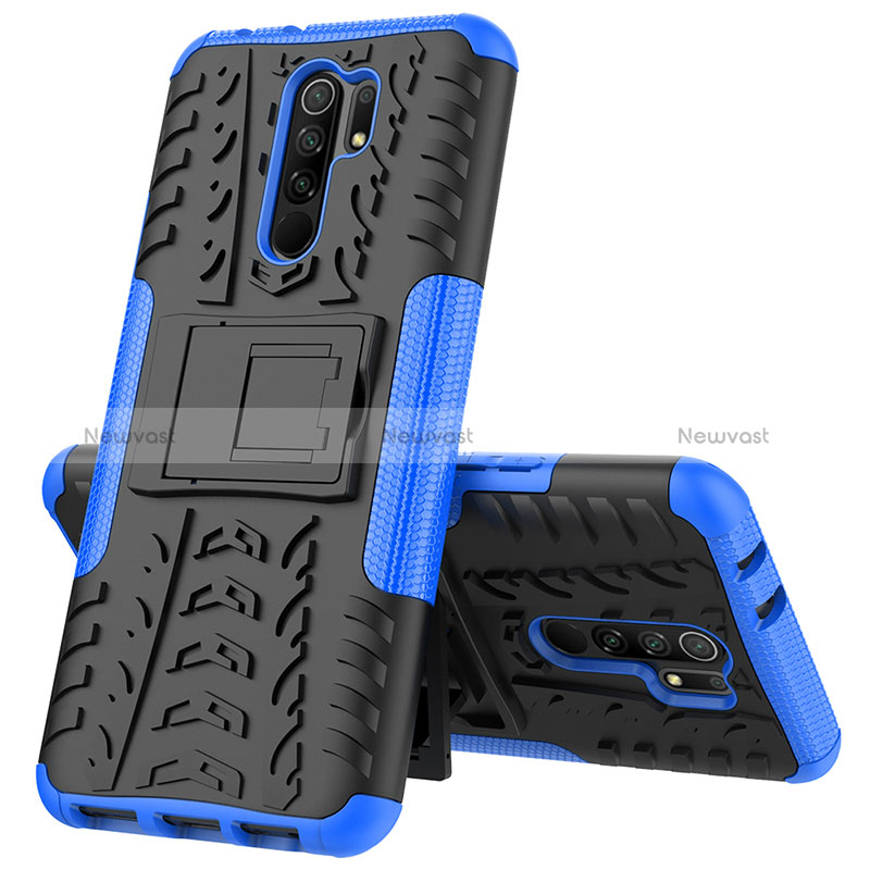 Silicone Matte Finish and Plastic Back Cover Case with Stand JX1 for Xiaomi Redmi 9