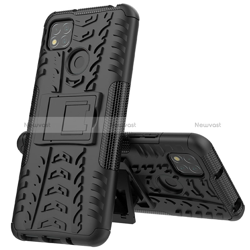 Silicone Matte Finish and Plastic Back Cover Case with Stand JX1 for Xiaomi Redmi 9 India