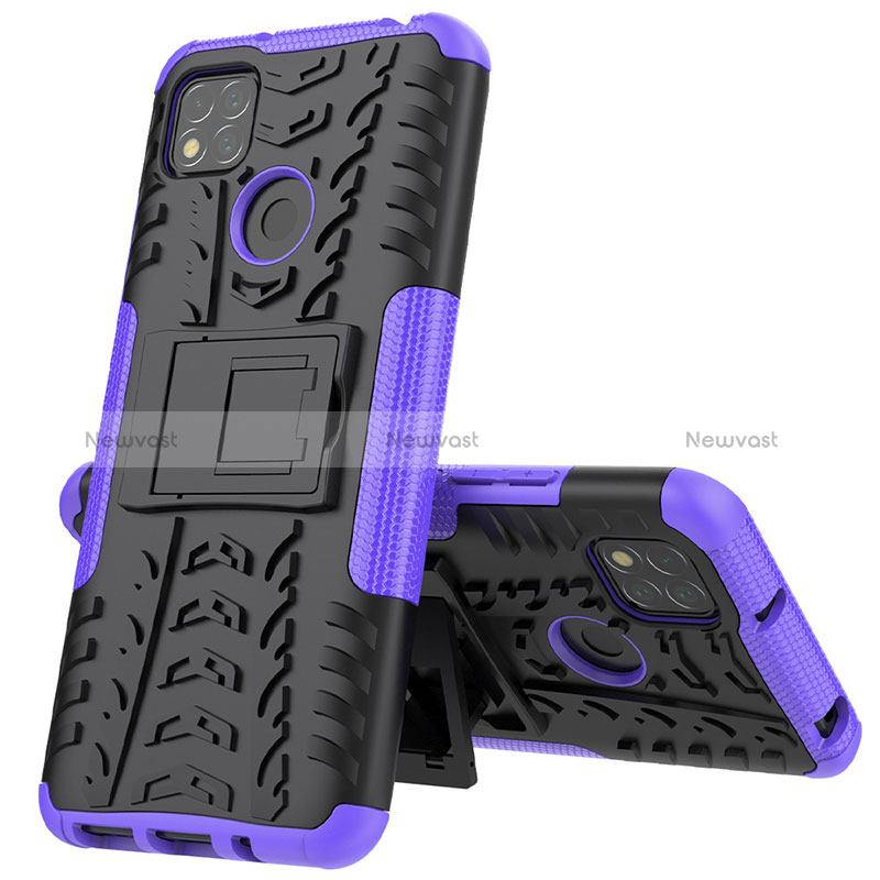 Silicone Matte Finish and Plastic Back Cover Case with Stand JX1 for Xiaomi Redmi 9 India