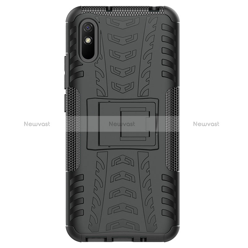 Silicone Matte Finish and Plastic Back Cover Case with Stand JX1 for Xiaomi Redmi 9AT