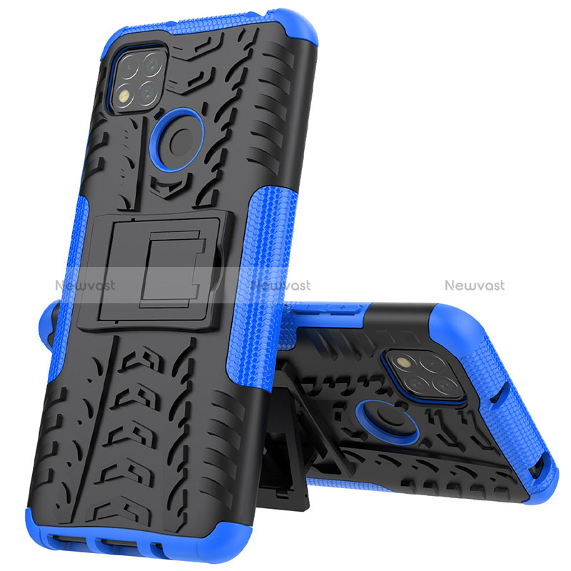 Silicone Matte Finish and Plastic Back Cover Case with Stand JX1 for Xiaomi Redmi 9C