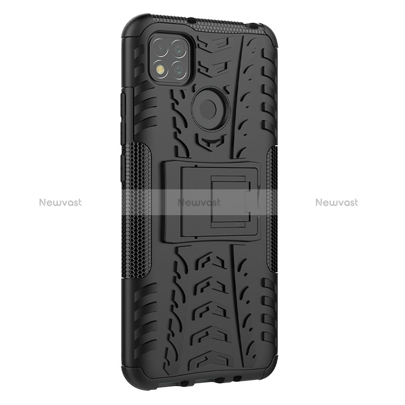 Silicone Matte Finish and Plastic Back Cover Case with Stand JX1 for Xiaomi Redmi 9C NFC