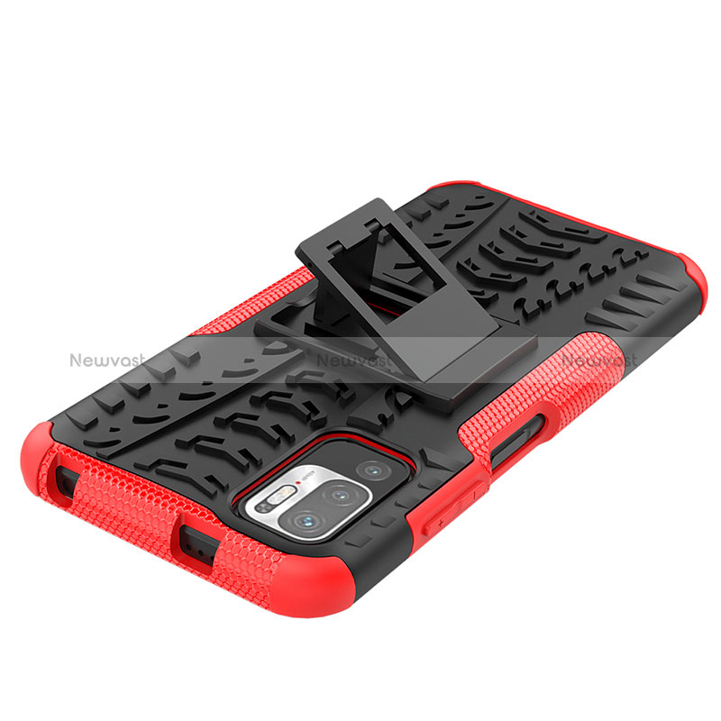 Silicone Matte Finish and Plastic Back Cover Case with Stand JX1 for Xiaomi Redmi Note 10 5G