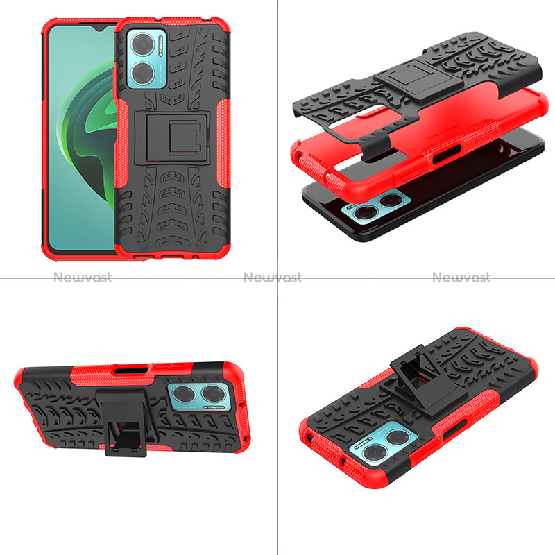 Silicone Matte Finish and Plastic Back Cover Case with Stand JX1 for Xiaomi Redmi Note 11E 5G