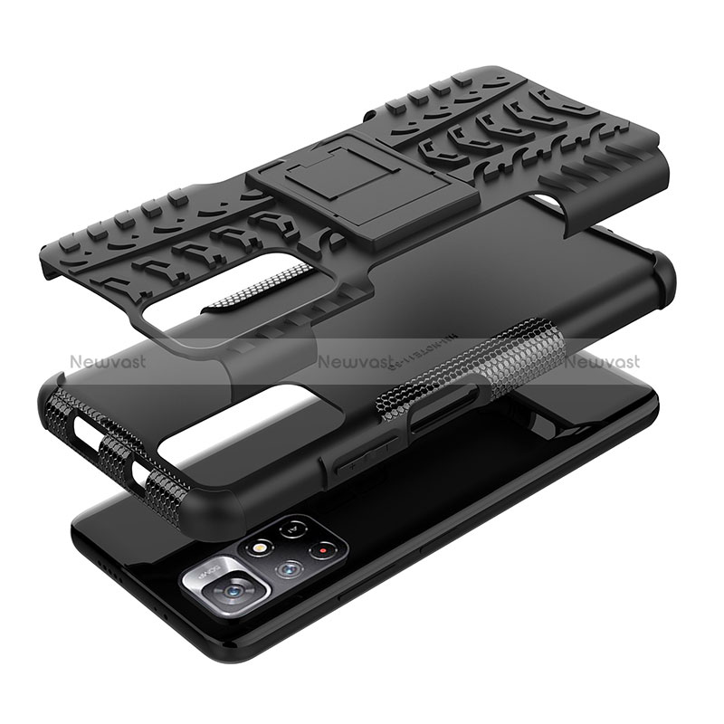 Silicone Matte Finish and Plastic Back Cover Case with Stand JX1 for Xiaomi Redmi Note 11S 5G