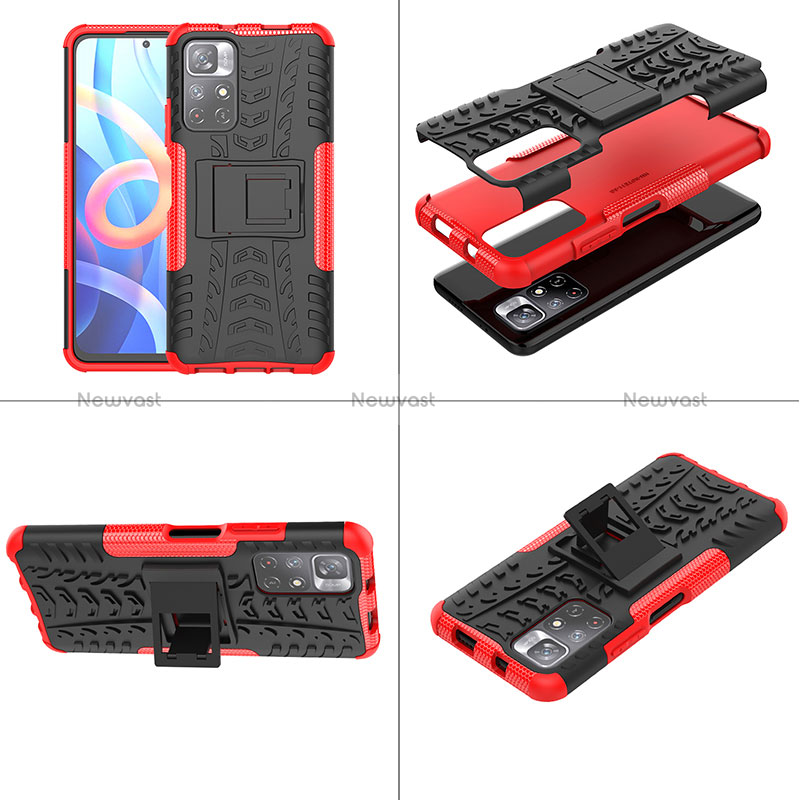 Silicone Matte Finish and Plastic Back Cover Case with Stand JX1 for Xiaomi Redmi Note 11S 5G