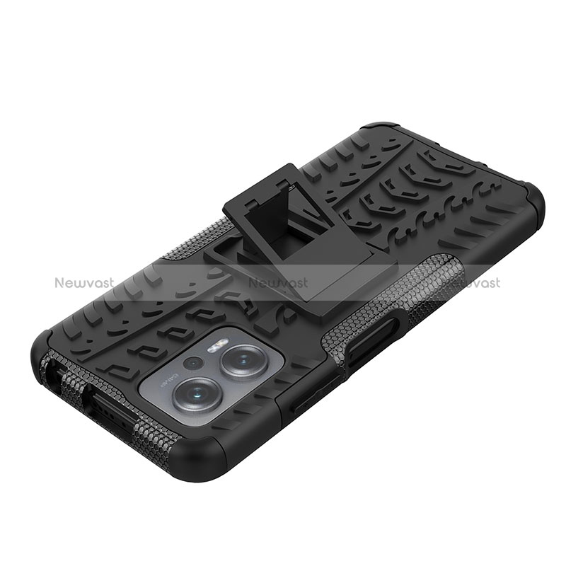 Silicone Matte Finish and Plastic Back Cover Case with Stand JX1 for Xiaomi Redmi Note 11T Pro+ Plus 5G
