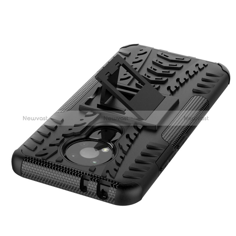 Silicone Matte Finish and Plastic Back Cover Case with Stand JX2 for Nokia 3.4
