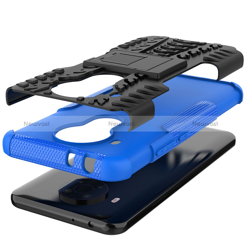 Silicone Matte Finish and Plastic Back Cover Case with Stand JX2 for Nokia 5.4