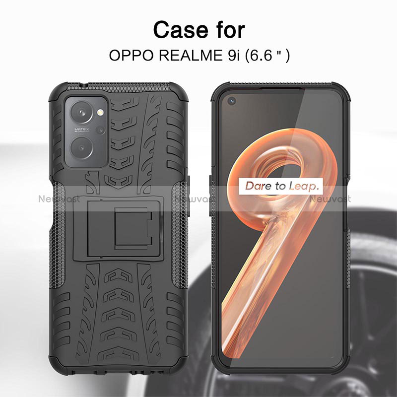 Silicone Matte Finish and Plastic Back Cover Case with Stand JX2 for Oppo A96 4G