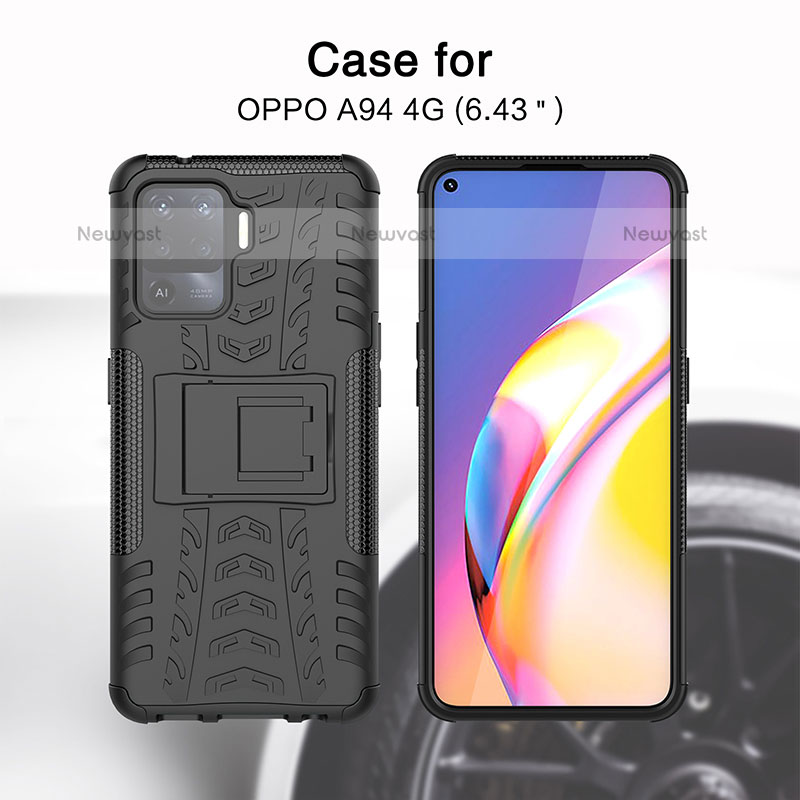 Silicone Matte Finish and Plastic Back Cover Case with Stand JX2 for Oppo F19 Pro