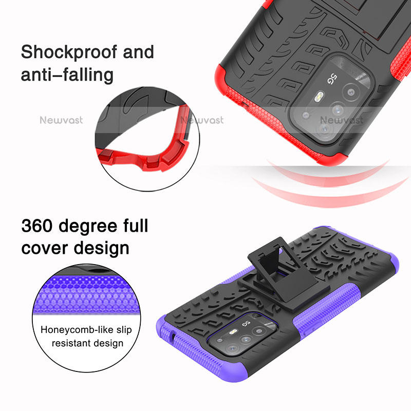 Silicone Matte Finish and Plastic Back Cover Case with Stand JX2 for Oppo F19 Pro+ Plus 5G