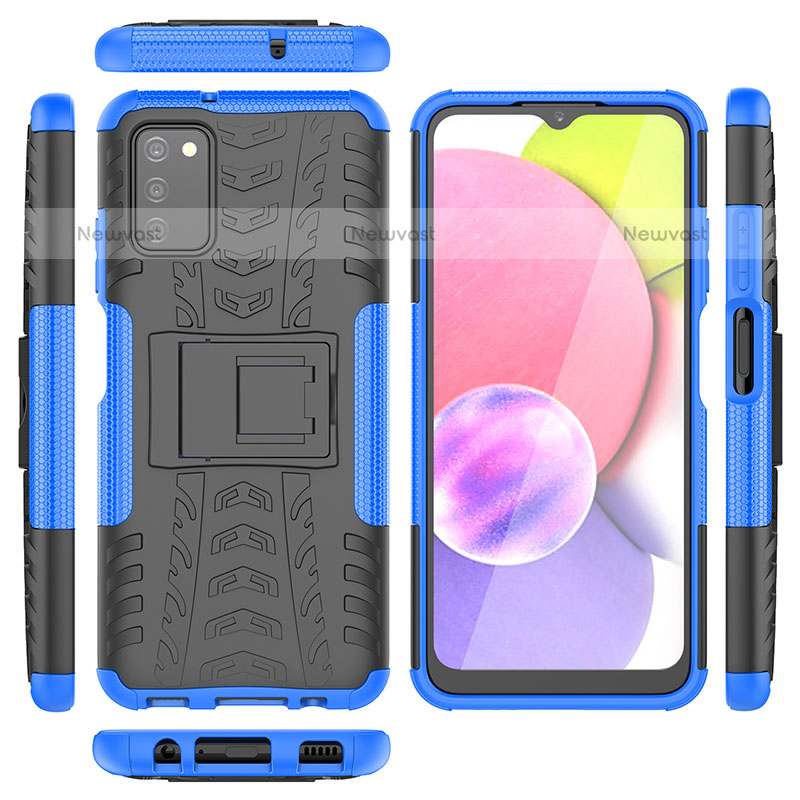 Silicone Matte Finish and Plastic Back Cover Case with Stand JX2 for Samsung Galaxy A02s