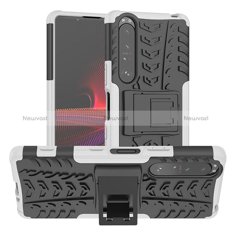 Silicone Matte Finish and Plastic Back Cover Case with Stand JX2 for Sony Xperia 1 III