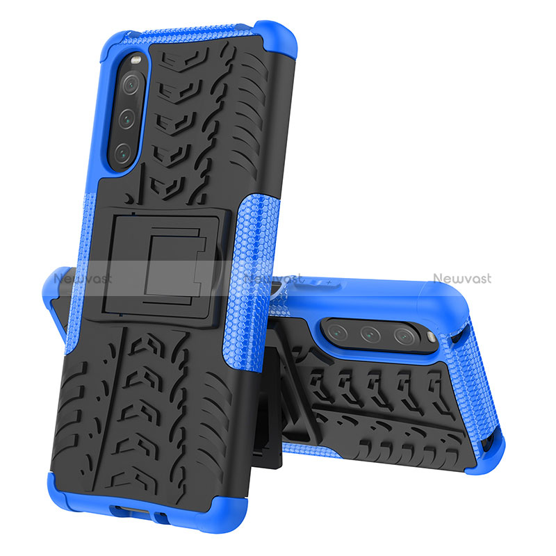 Silicone Matte Finish and Plastic Back Cover Case with Stand JX2 for Sony Xperia 10 IV