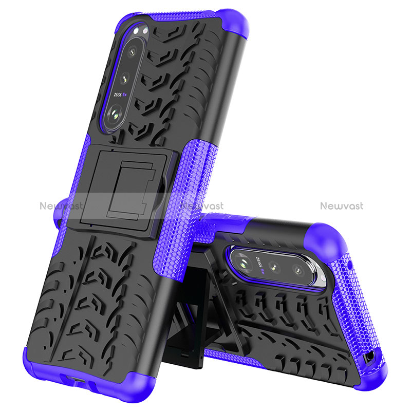 Silicone Matte Finish and Plastic Back Cover Case with Stand JX2 for Sony Xperia 5 III SO-53B