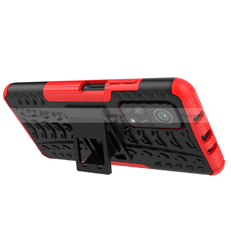Silicone Matte Finish and Plastic Back Cover Case with Stand JX2 for Xiaomi Mi 10T Pro 5G