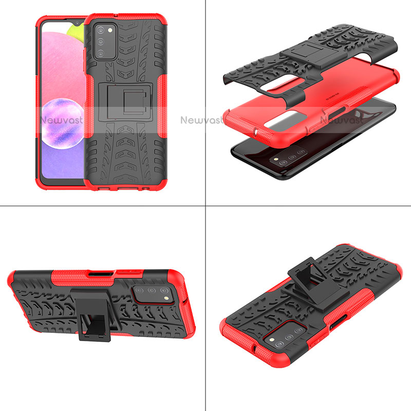 Silicone Matte Finish and Plastic Back Cover Case with Stand JX3 for Samsung Galaxy A02s