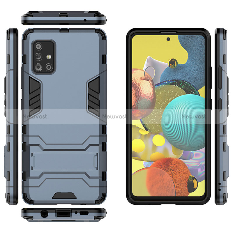 Silicone Matte Finish and Plastic Back Cover Case with Stand KC1 for Samsung Galaxy A51 5G
