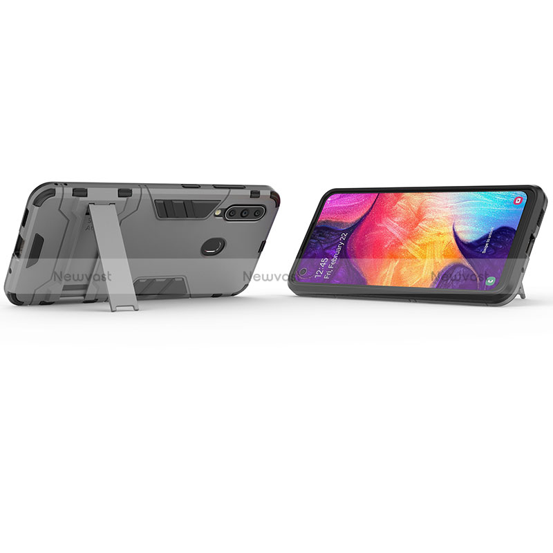 Silicone Matte Finish and Plastic Back Cover Case with Stand KC1 for Samsung Galaxy A60