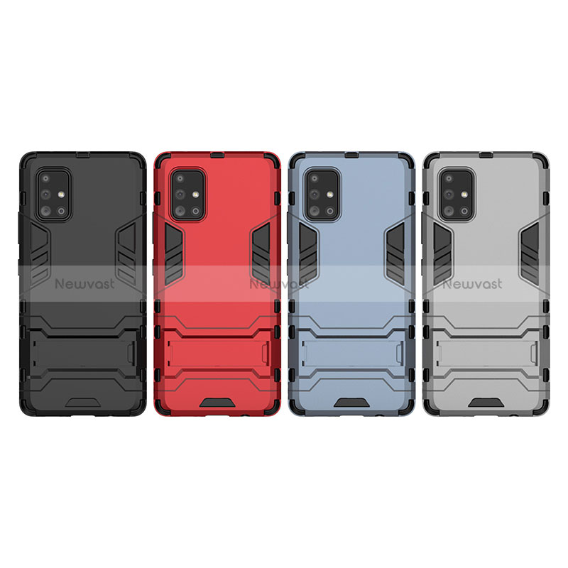 Silicone Matte Finish and Plastic Back Cover Case with Stand KC1 for Samsung Galaxy A71 5G