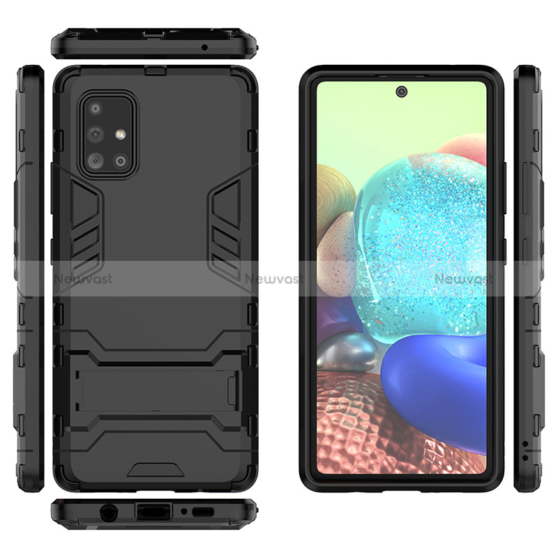 Silicone Matte Finish and Plastic Back Cover Case with Stand KC1 for Samsung Galaxy A71 5G