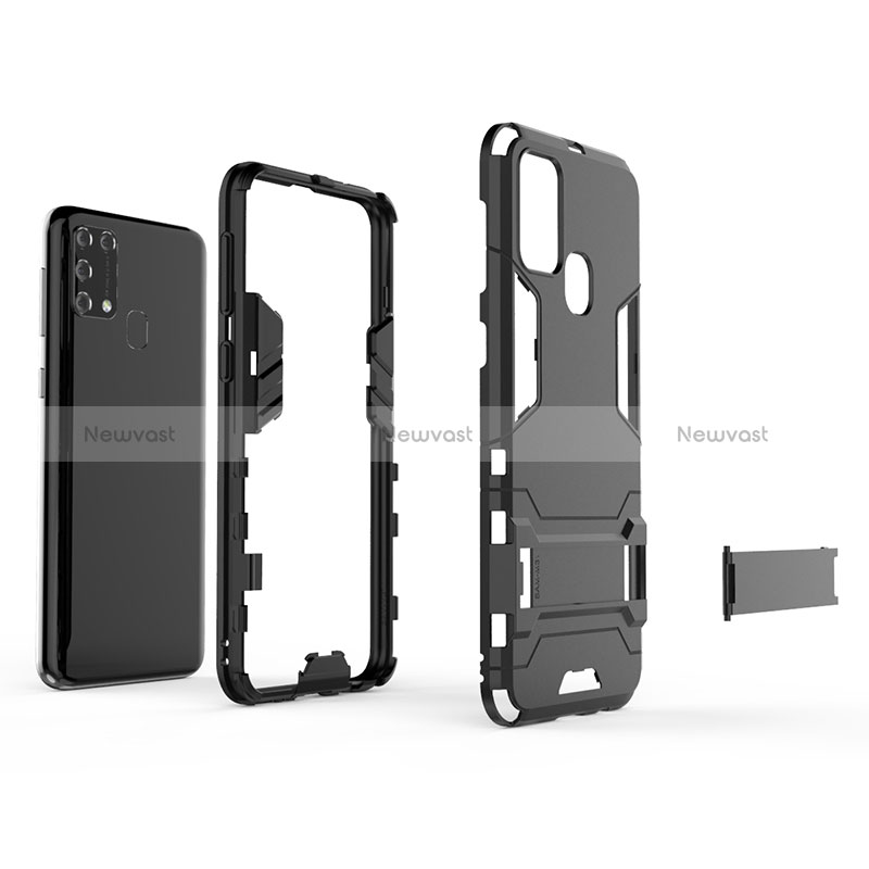 Silicone Matte Finish and Plastic Back Cover Case with Stand KC1 for Samsung Galaxy M31 Prime Edition