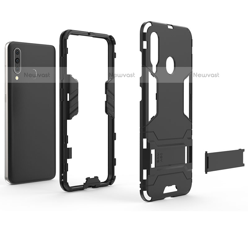 Silicone Matte Finish and Plastic Back Cover Case with Stand KC1 for Samsung Galaxy M40