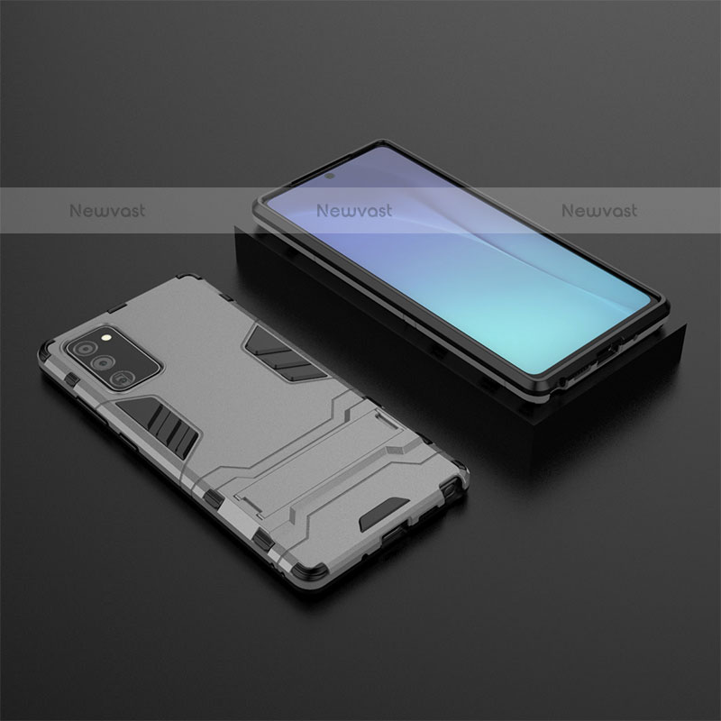 Silicone Matte Finish and Plastic Back Cover Case with Stand KC1 for Samsung Galaxy Note 20 5G Gray