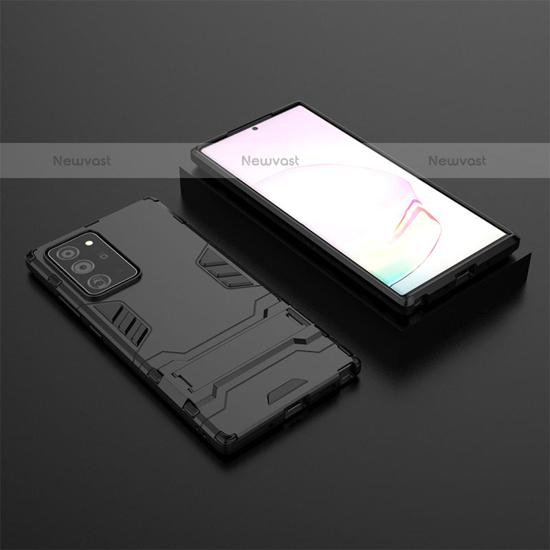 Silicone Matte Finish and Plastic Back Cover Case with Stand KC1 for Samsung Galaxy Note 20 Ultra 5G Black