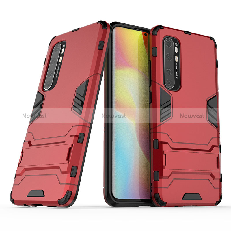 Silicone Matte Finish and Plastic Back Cover Case with Stand KC1 for Xiaomi Mi Note 10 Lite