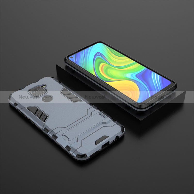 Silicone Matte Finish and Plastic Back Cover Case with Stand KC1 for Xiaomi Redmi 10X 4G