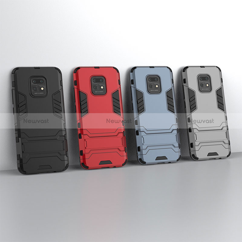 Silicone Matte Finish and Plastic Back Cover Case with Stand KC1 for Xiaomi Redmi 10X 5G