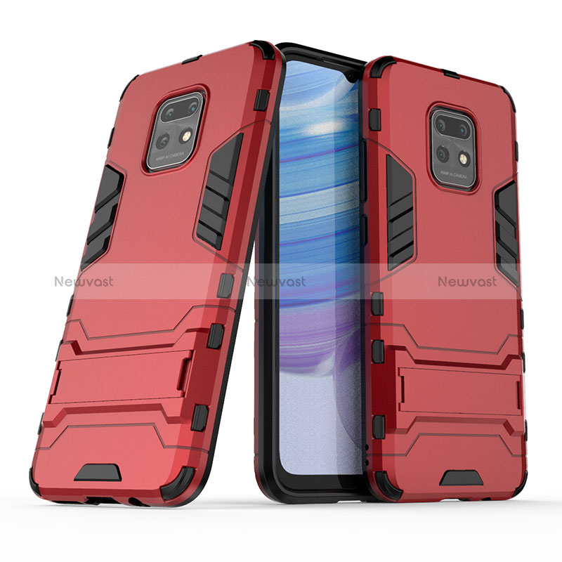 Silicone Matte Finish and Plastic Back Cover Case with Stand KC1 for Xiaomi Redmi 10X Pro 5G