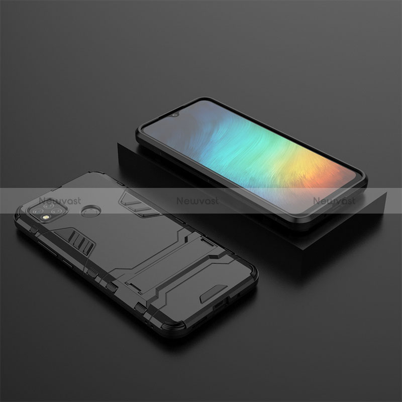 Silicone Matte Finish and Plastic Back Cover Case with Stand KC1 for Xiaomi Redmi 9 India
