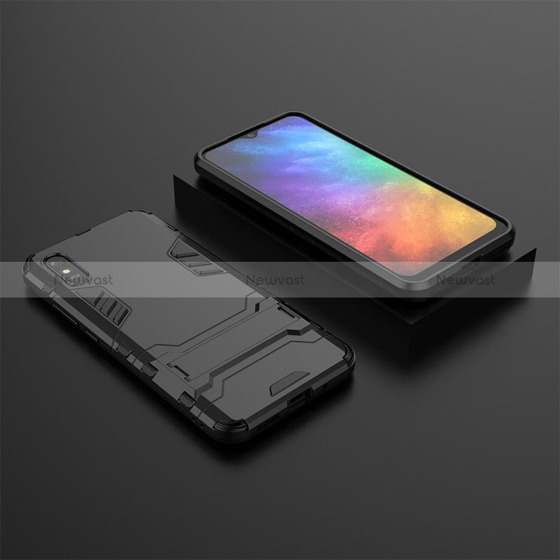 Silicone Matte Finish and Plastic Back Cover Case with Stand KC1 for Xiaomi Redmi 9AT