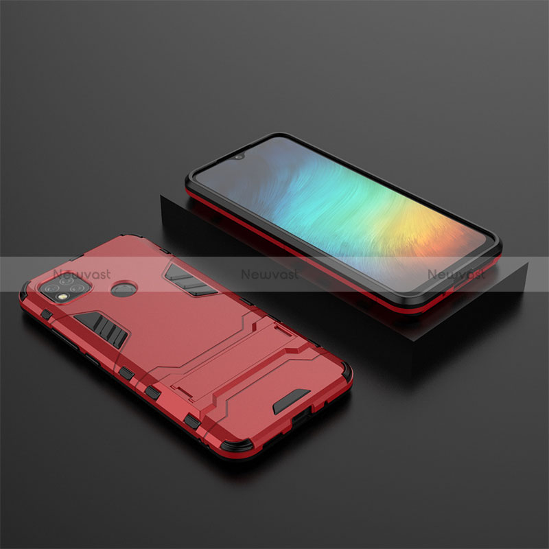 Silicone Matte Finish and Plastic Back Cover Case with Stand KC1 for Xiaomi Redmi 9C