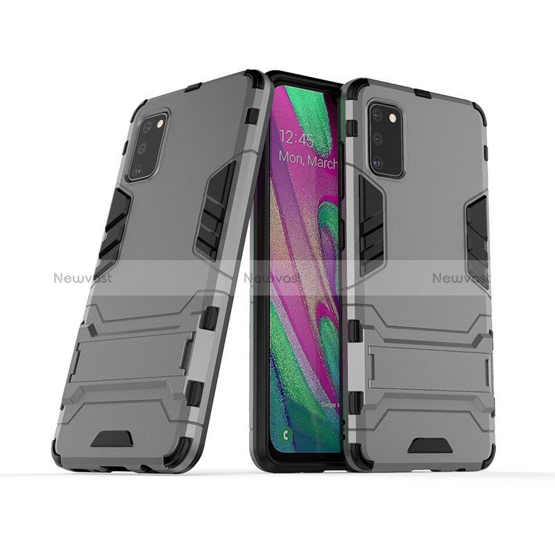 Silicone Matte Finish and Plastic Back Cover Case with Stand KC2 for Samsung Galaxy A41