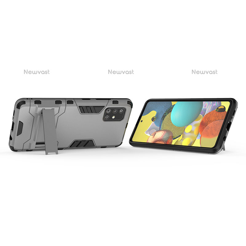 Silicone Matte Finish and Plastic Back Cover Case with Stand KC2 for Samsung Galaxy A51 4G
