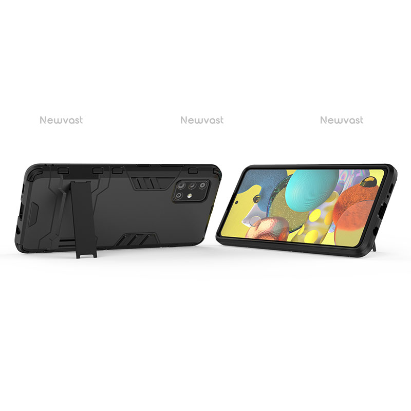Silicone Matte Finish and Plastic Back Cover Case with Stand KC2 for Samsung Galaxy A51 4G