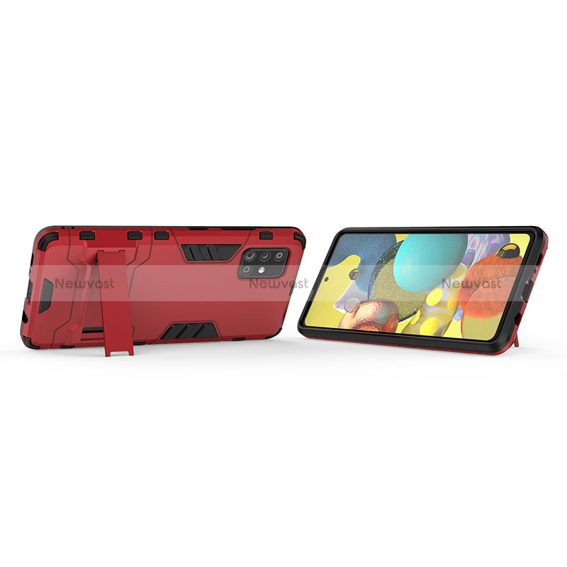 Silicone Matte Finish and Plastic Back Cover Case with Stand KC2 for Samsung Galaxy A51 5G