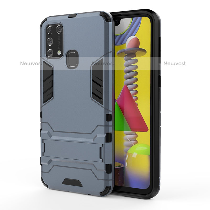 Silicone Matte Finish and Plastic Back Cover Case with Stand KC2 for Samsung Galaxy M31