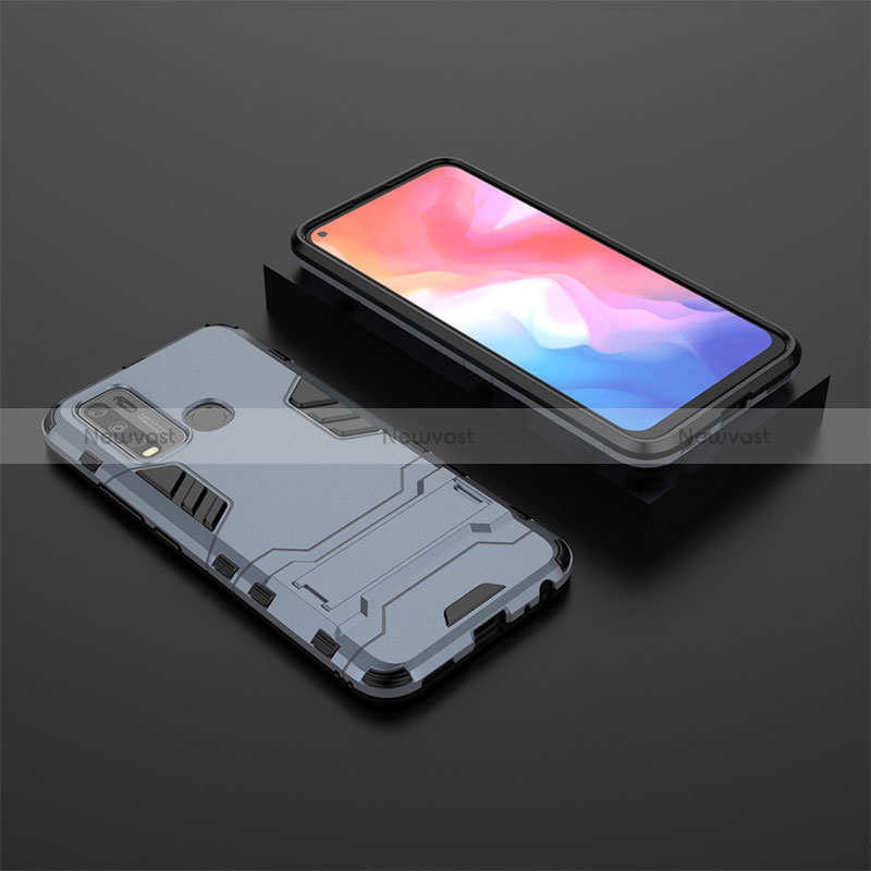 Silicone Matte Finish and Plastic Back Cover Case with Stand KC2 for Vivo Y50