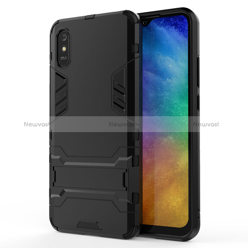 Silicone Matte Finish and Plastic Back Cover Case with Stand KC2 for Xiaomi Redmi 9A