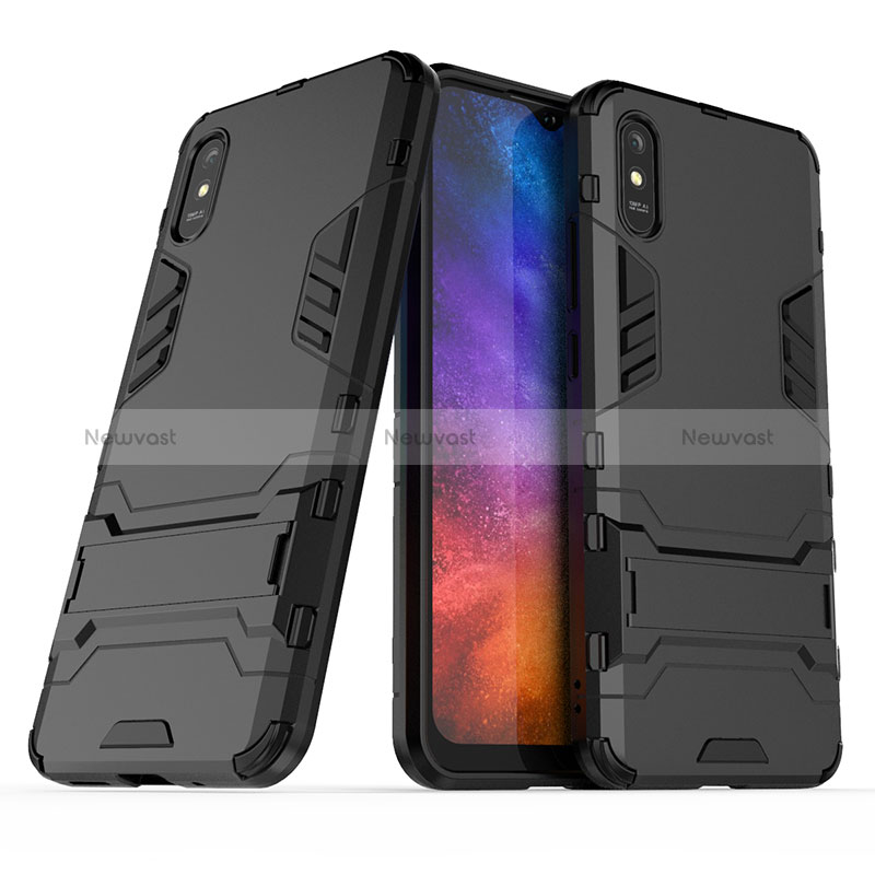 Silicone Matte Finish and Plastic Back Cover Case with Stand KC2 for Xiaomi Redmi 9AT