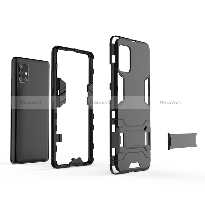 Silicone Matte Finish and Plastic Back Cover Case with Stand KC3 for Samsung Galaxy A51 5G